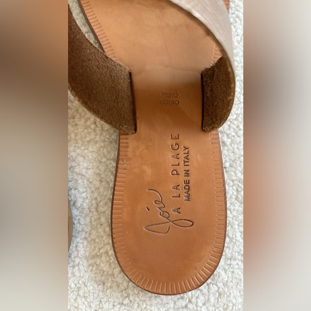 Joie A La Plage Sable in Tan and gold leather double strap sandals 37.5 Italy - Picture 12 of 16